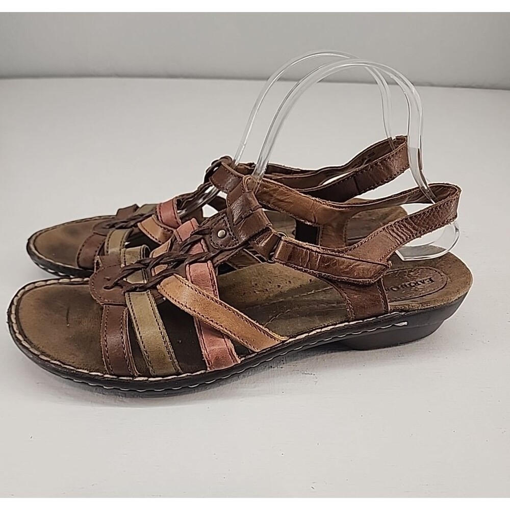Earth Origins 11M | Shirley Strappy Sandals‎ Brown Leather Braided Granola Gorp